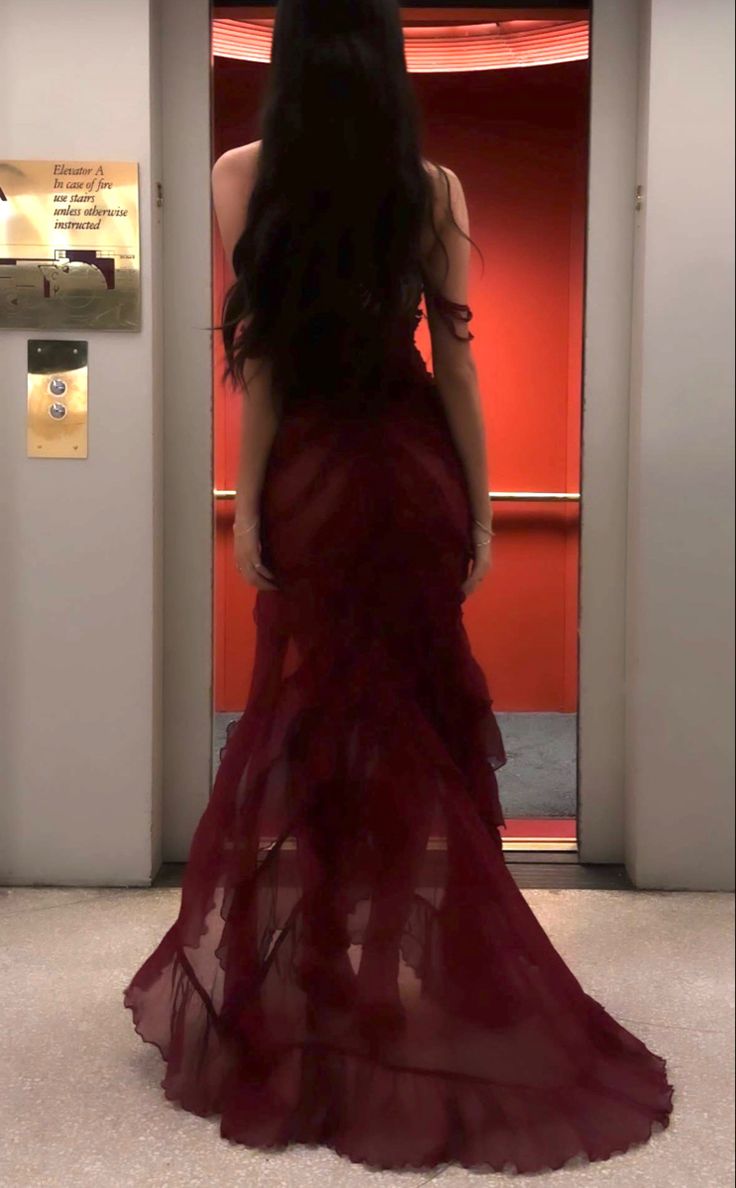 Sexy Burgundy Chiffon Long Prom Dresses Evening Dress cg25244