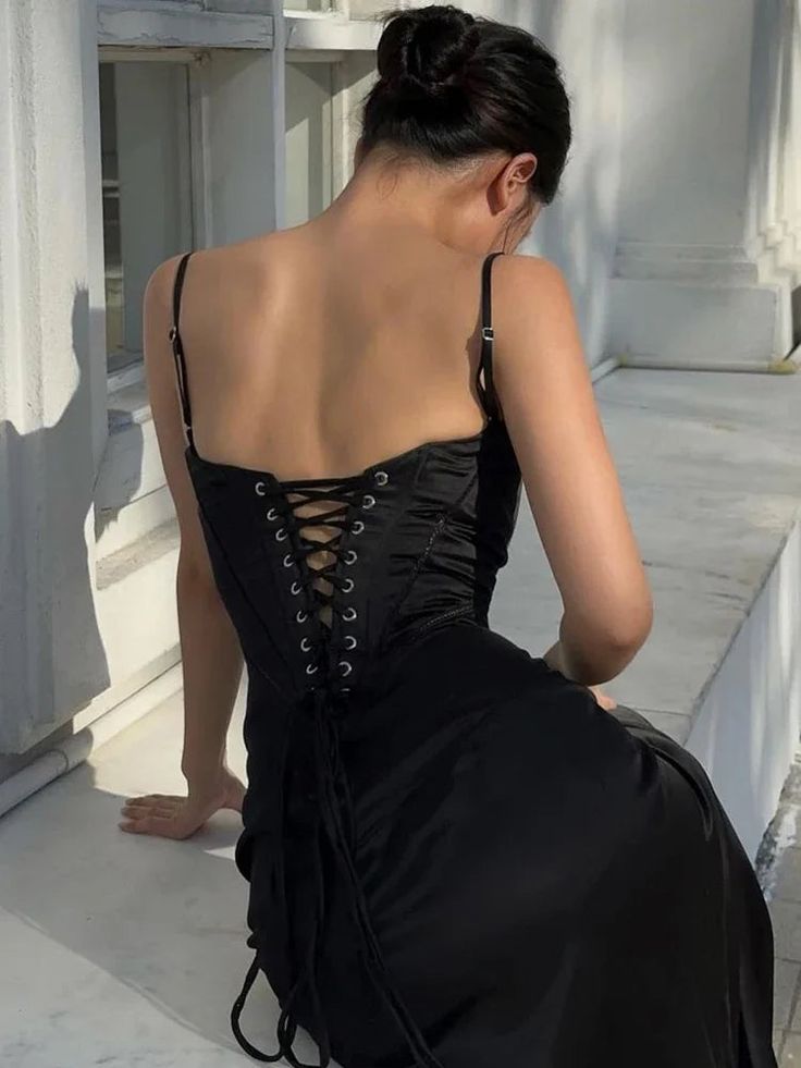 Spaghetti Straps Black Sexy Prom Dress Simple Long Evening Dresses cg25338