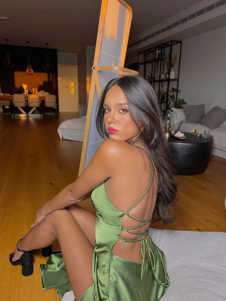 Spaghetti Straps Green Sexy Prom Dress Long Evening Dresses With Split cg25333