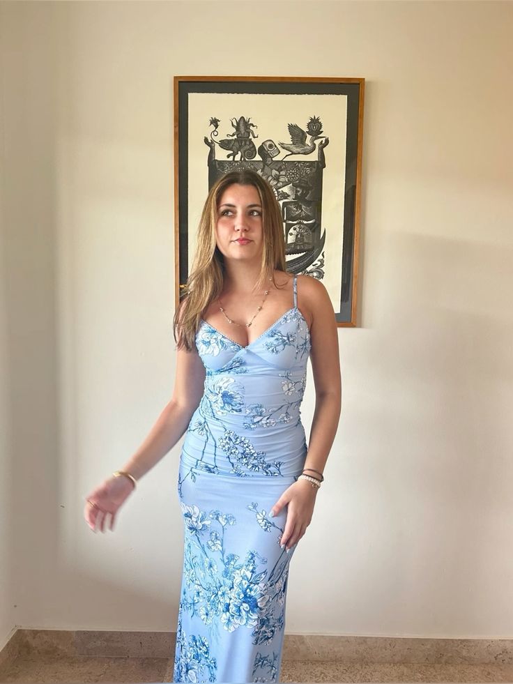 Spaghetti Straps Blue Prom Dress Long Evening Dresses cg25325