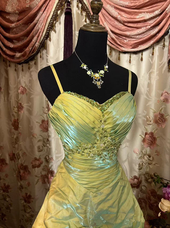 A Line Green Straps Sleeveless Party Dress Green Long Prom Dress cg25259