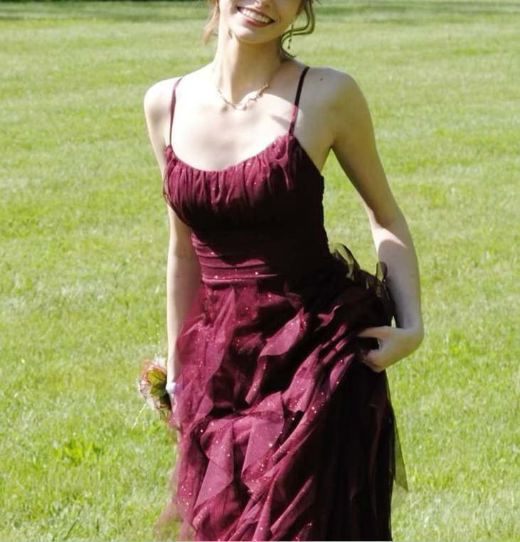 Spaghetti Straps Sexy Prom Dress Burgundy Tulle Long Evening Dresses cg25340