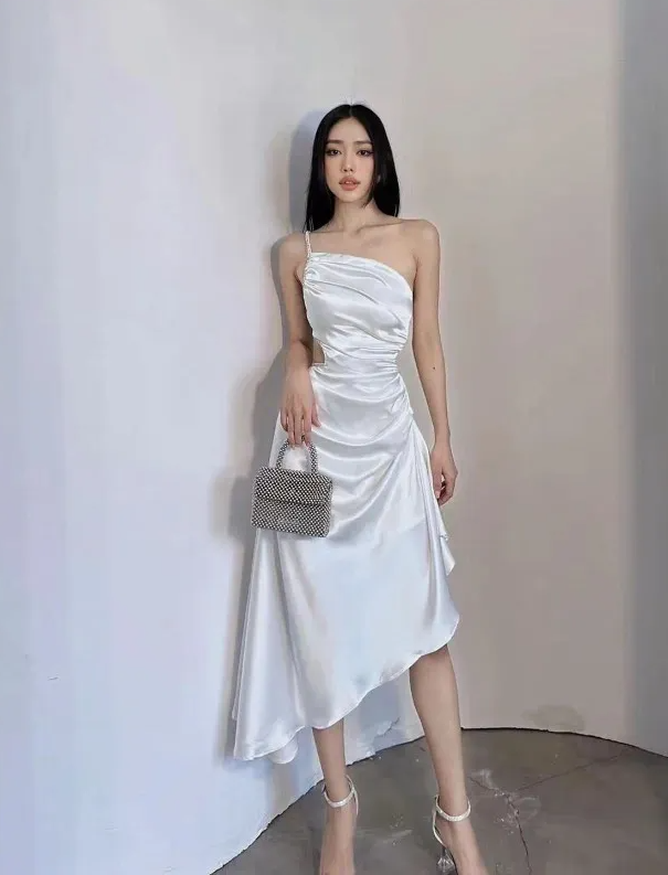 Casual Dresses Women Sexy One Shoulder Party Formal Sleeveless Spaghetti Strap Irregular Evening Gown cg25176