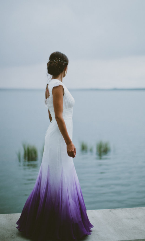 Colored Wedding Dresses, Purple and White Wedding Dress, Ombre Wedding Dress prom Dress cg11274