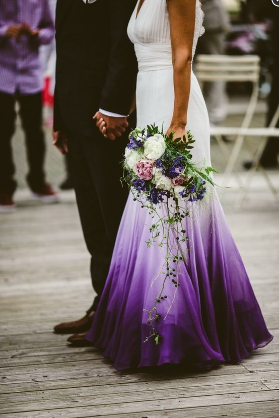 Colored Wedding Dresses, Purple and White Wedding Dress, Ombre Wedding Dress prom Dress cg11274