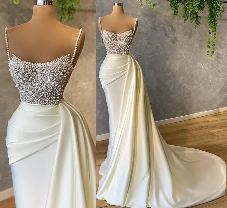 Ivory prom dress with pearl Prom Dresses Formal Evening Dresses cg24399