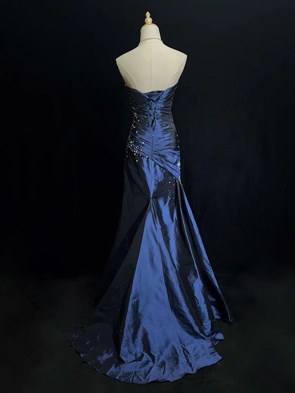 Sexy Sweetheart Sleeveless Mermaid Satin Long Prom Dresses cg25271