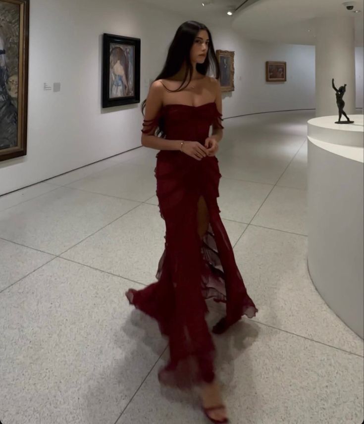 Sexy Burgundy Chiffon Long Prom Dresses Evening Dress cg25244