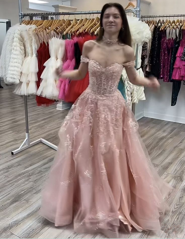 A Lin Pink Off Shoulder Prom Dresses Evening Formal Dress cg25317