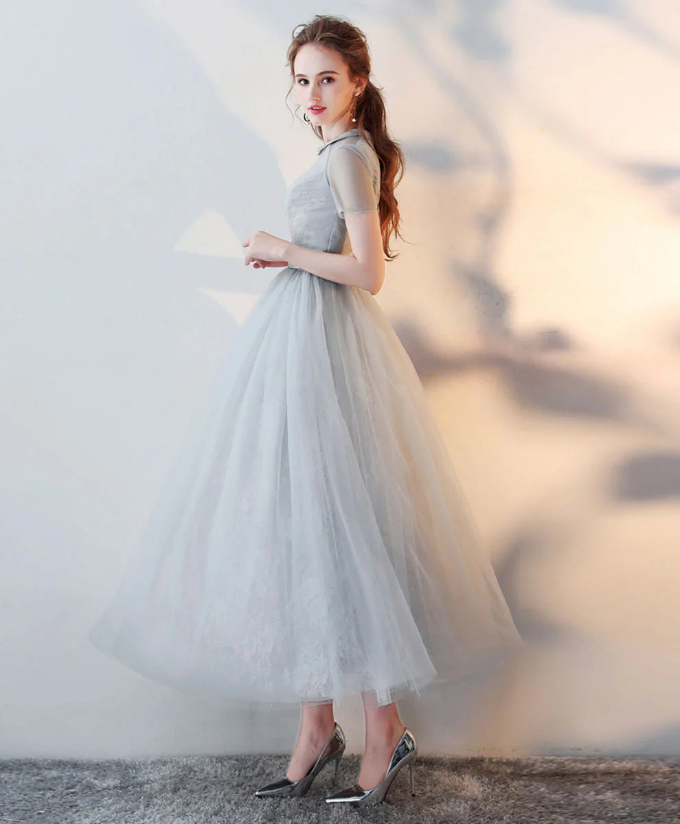 A Line Tulle Evening Dress, Graduation prom dress cg23185