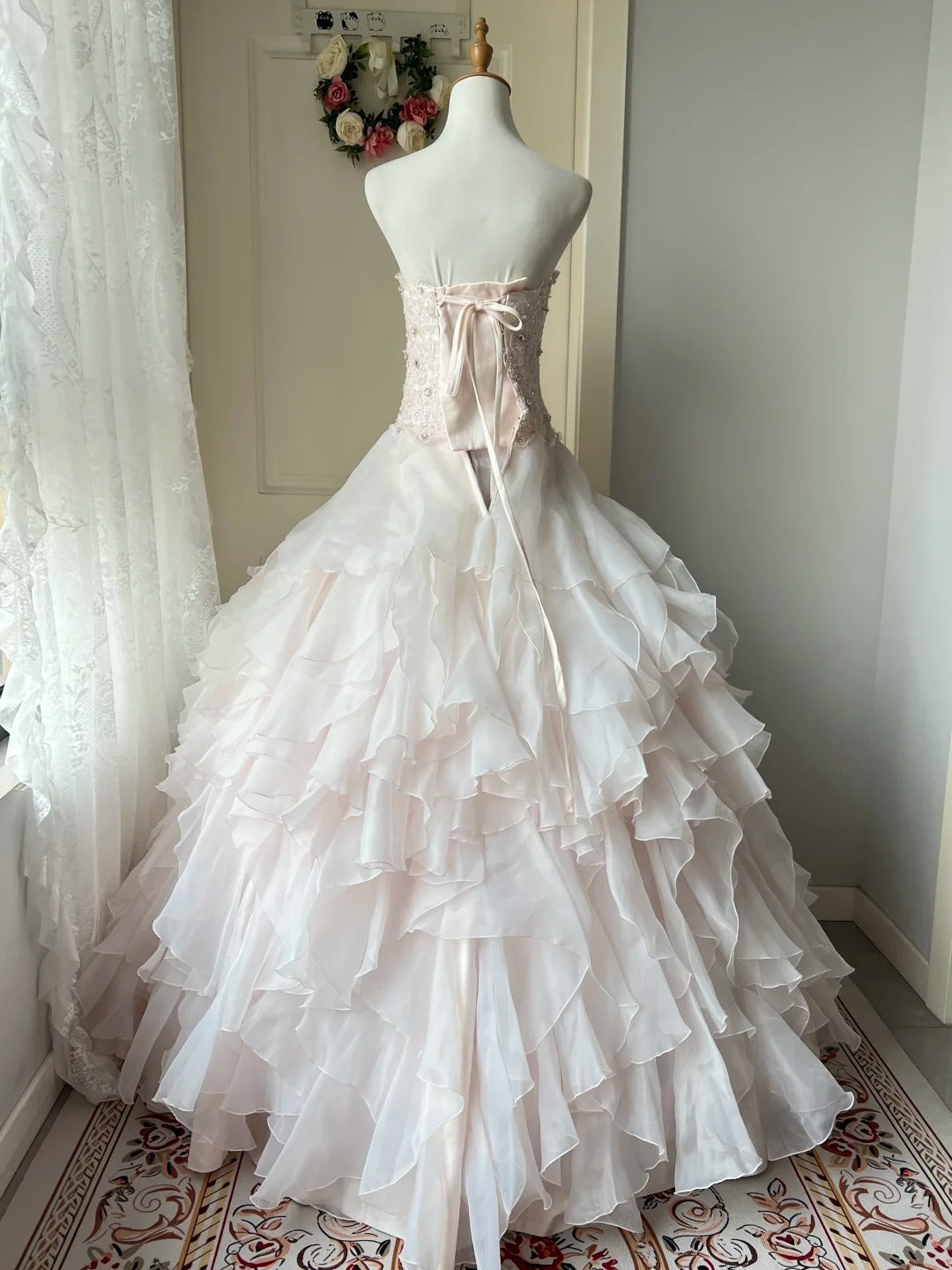 A Line Pink Ball Gown Quinceanera Dress Unique Long Evening Dress cg25507