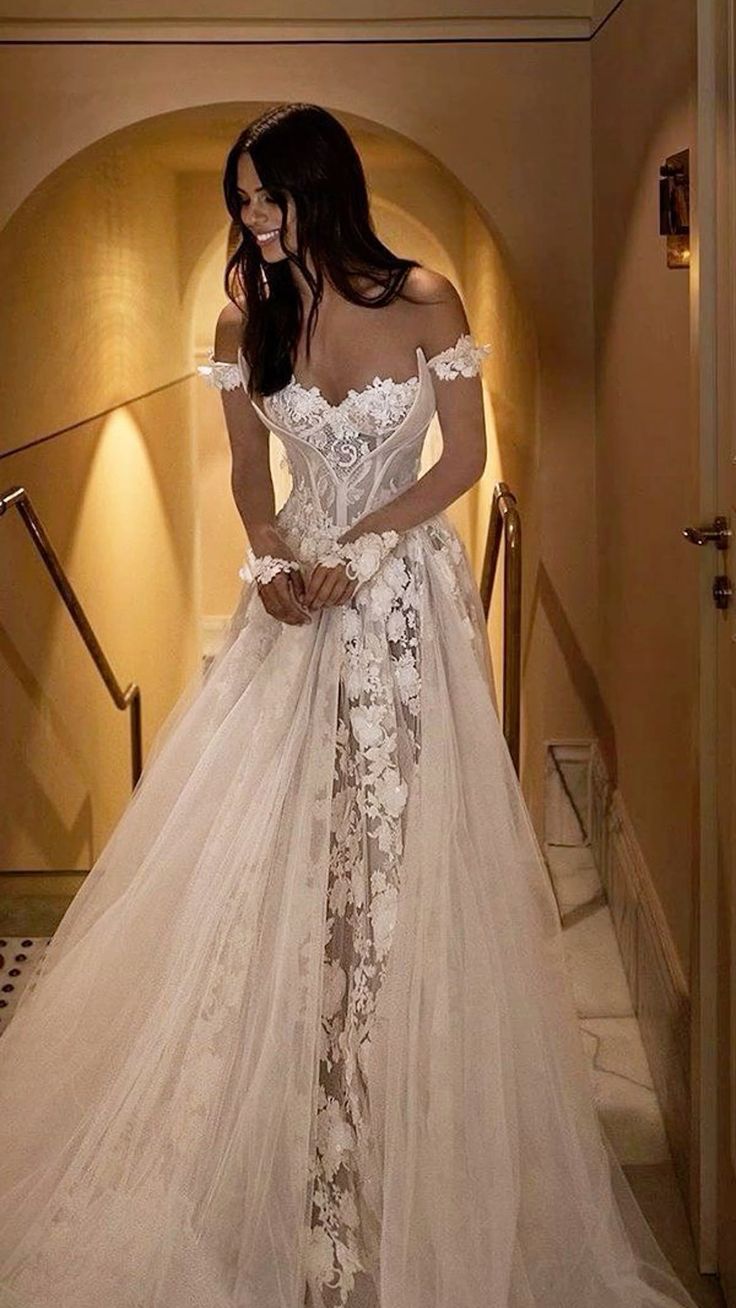 off the shoulder strapless sweetheart applique lace long sleeves long wedding dress cg25374