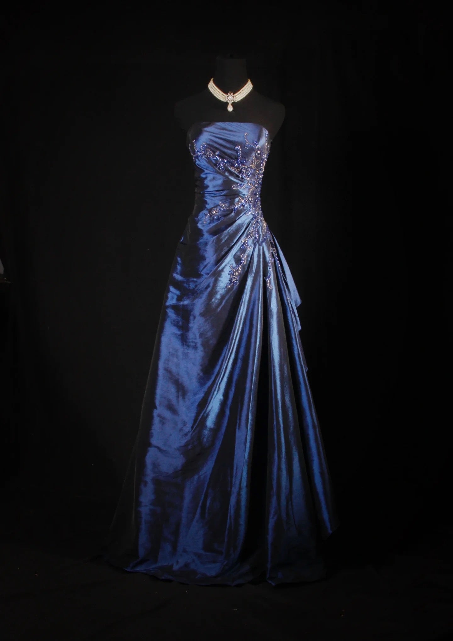Pretty A Line Sleeveless Navy Blue Long Prom Dress Evening Dress cg25270