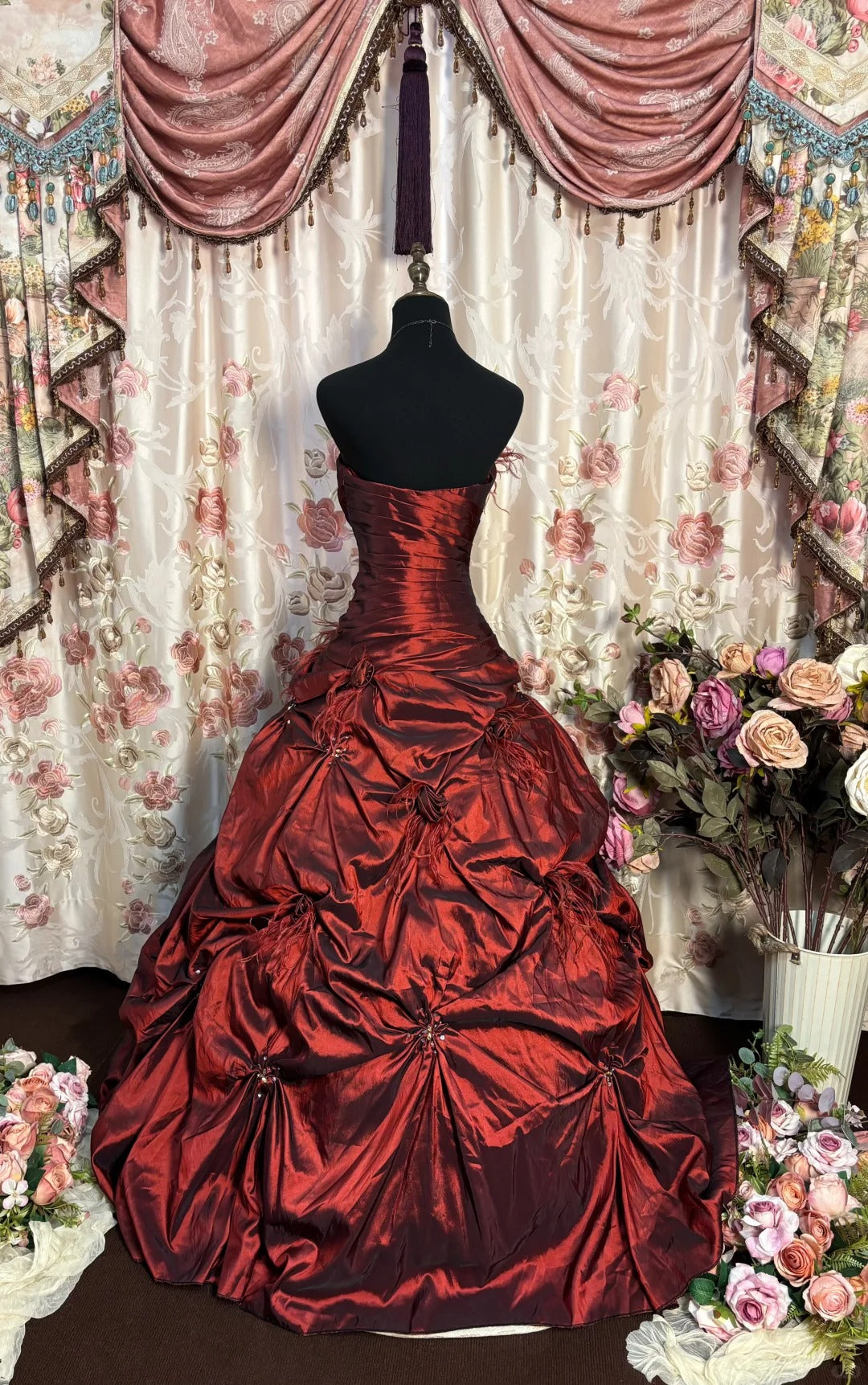 A Line Red Ball Gown Unique Long Evening Dress cg25541