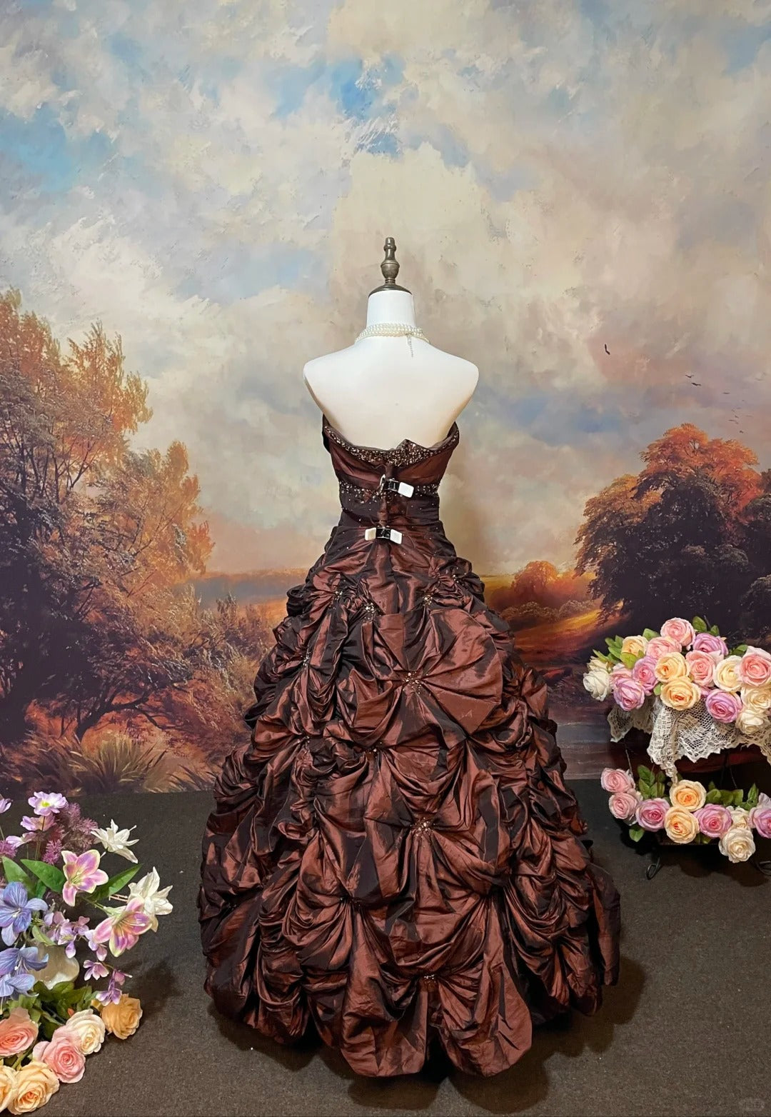 A Line Strapless Ball Gown Quinceanera Dress Unique Evening Dress cg25565