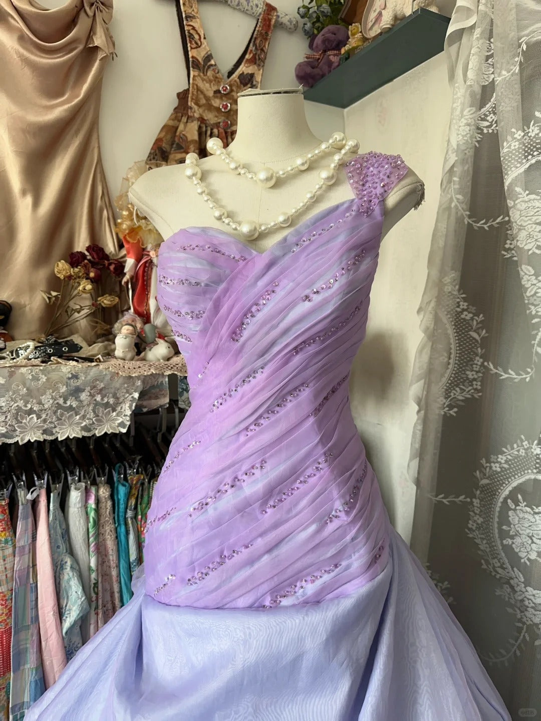 A Line Lilac Vintage Evening Dresses, Sleeveless Party Gowns cg25492