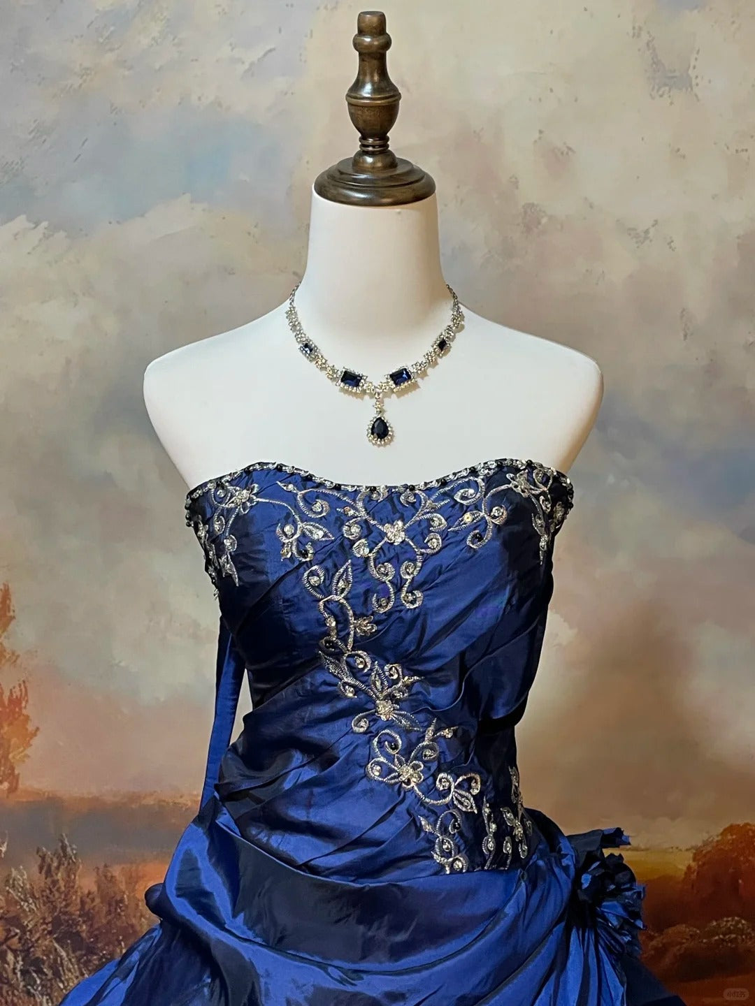 A Line Royal Blue Strapless Ball Gown Quinceanera Dress Unique Evening Dress cg25566