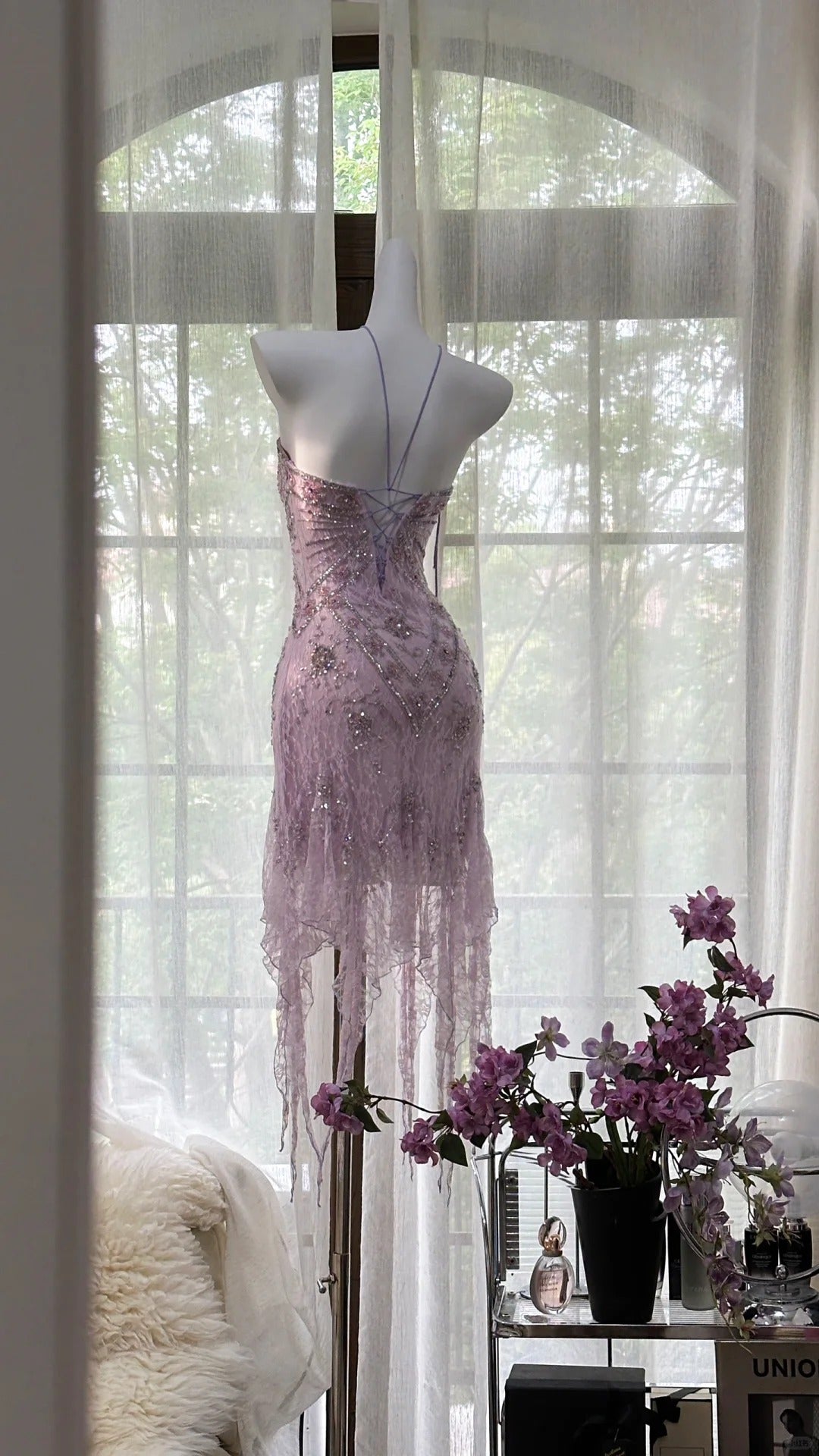 Vintage Short Evening Dresses, Lilac Short Party Gowns cg25535