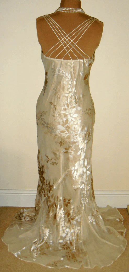 Vintage Champagne Floral Prom Dress Mermaid Birthday Outfits cg25138