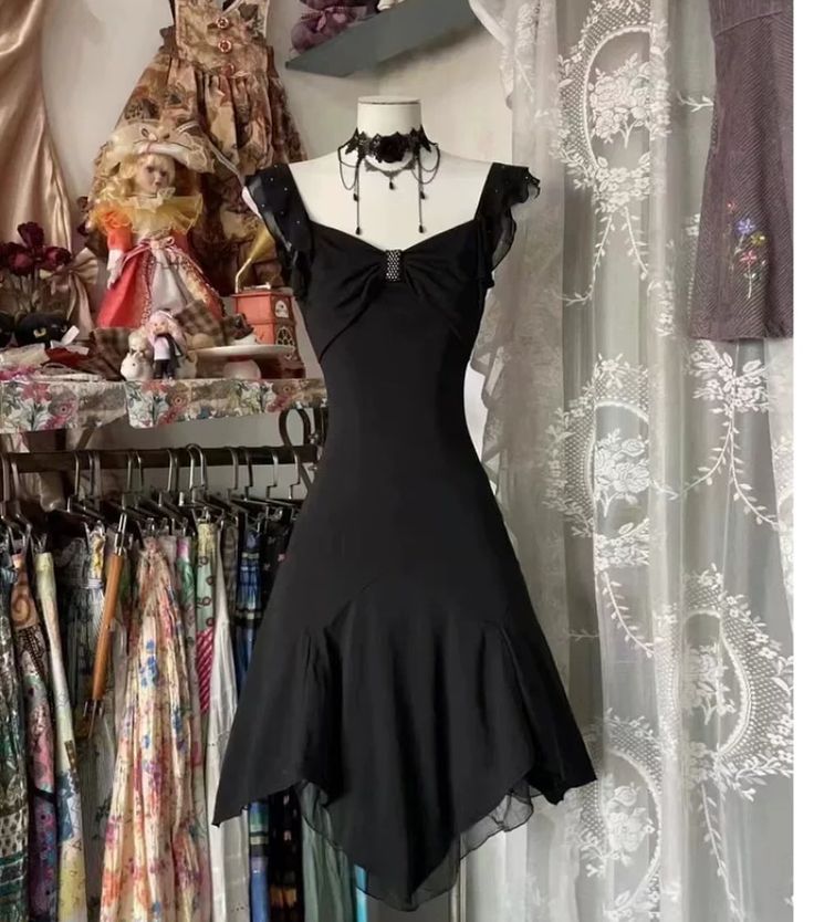 A Line Black Chiffon Short Party Dress Short Evening Dress cg25558