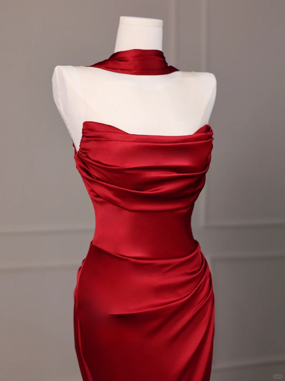 Red Mermaid Evening Dresses, Long Sleeveless Prom Party Gowns With Slit cg25533