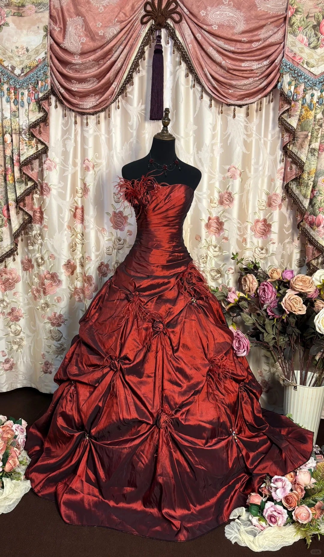 A Line Red Ball Gown Unique Long Evening Dress cg25541