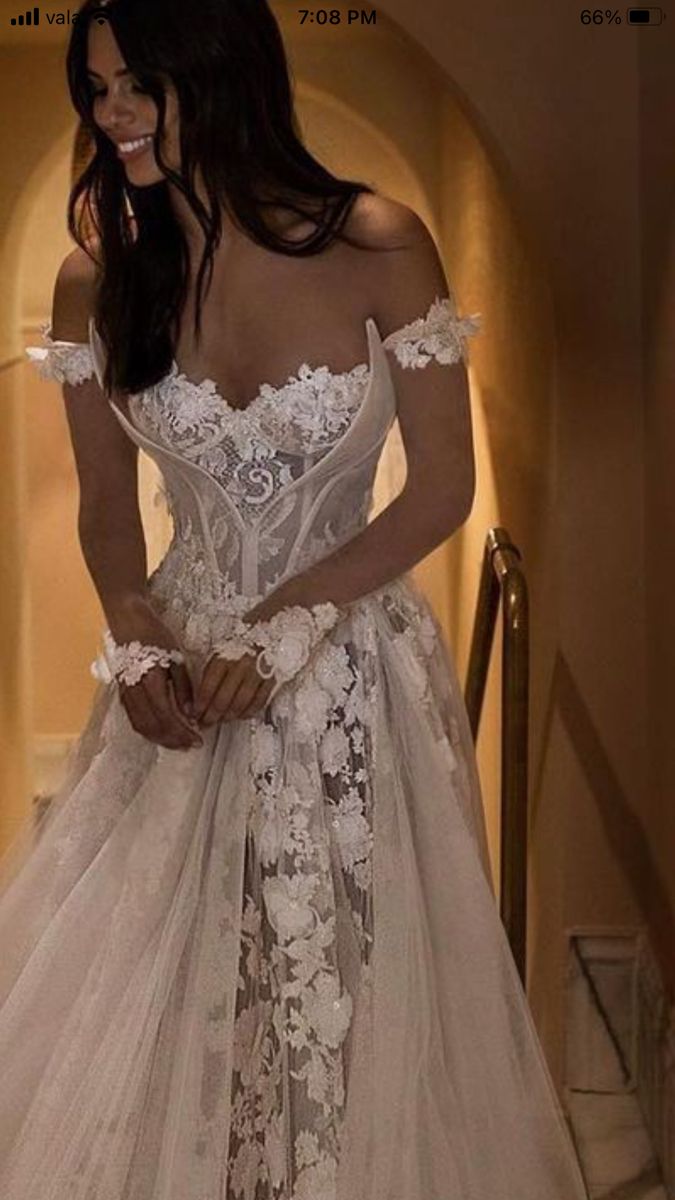 off the shoulder strapless sweetheart applique lace long sleeves long wedding dress cg25374