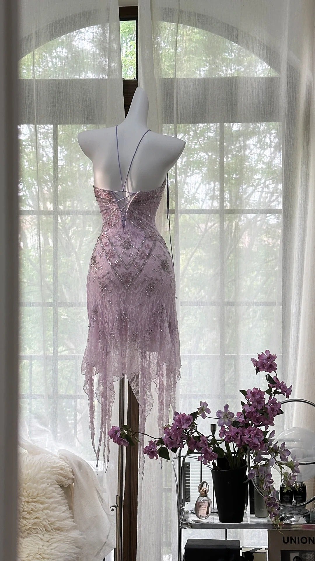 Vintage Short Evening Dresses, Lilac Short Party Gowns cg25535