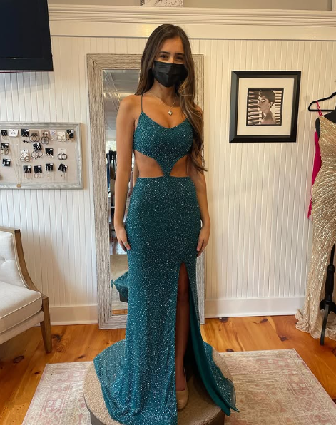 Glitter Mermaid Prom Dress With Lace-up Back,Winter Dance Dress cg25208