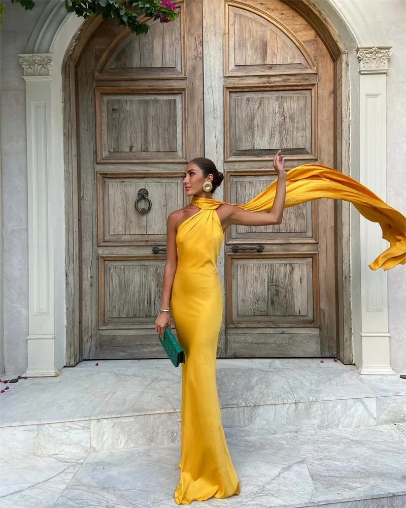 Satin evening dress for women sleeveless sexy party dress cg25130