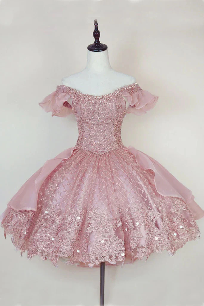 A-Line Short pink /blue Homecoming Dress cg21638
