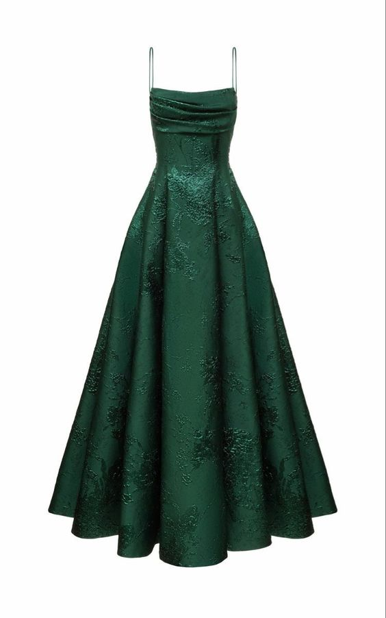 Emerald Green Spaghetti Straps Prom Dress A-line Evening Dress cg24974