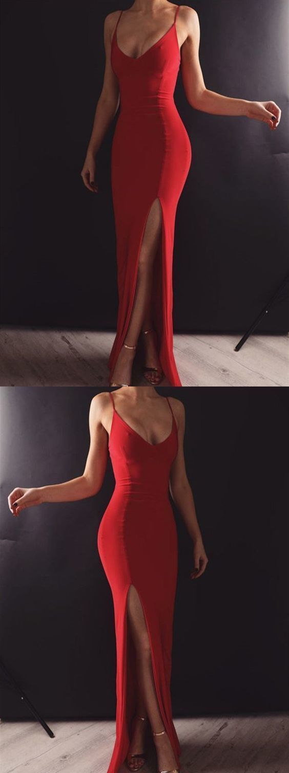 Sexy Sleeveless Red Slit Prom Dress Evening Party Gown cg11548