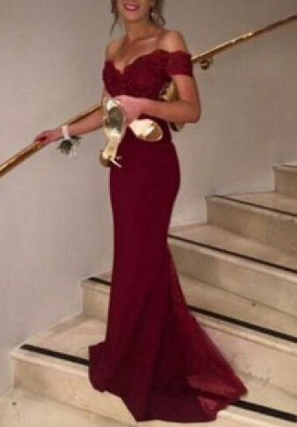 Cheap Feminine Mermaid Prom Dresses Real Made Off The Shoulder Prom Dress, Charming Formal Dresses,Mermaid Evening Dresses, cg1185