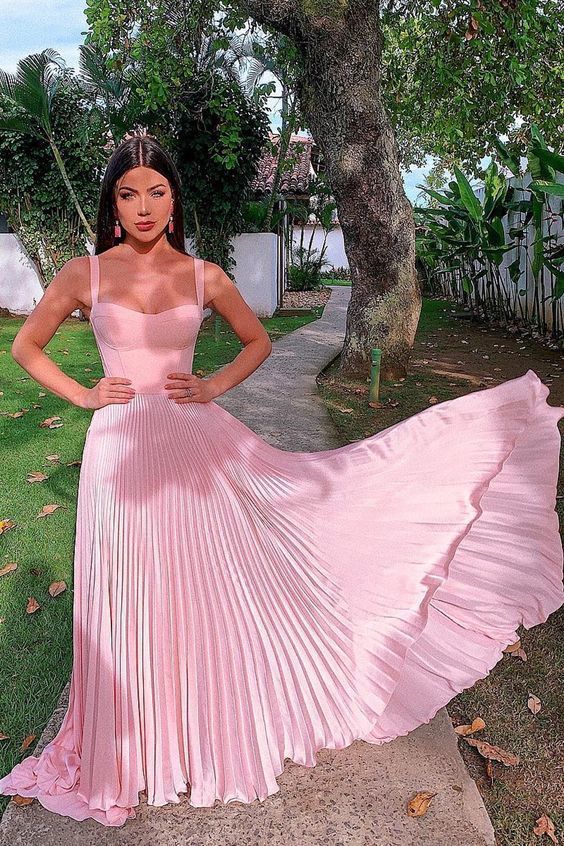 Charming Pretty A-Line Straps Pink Prom Dress cg1238