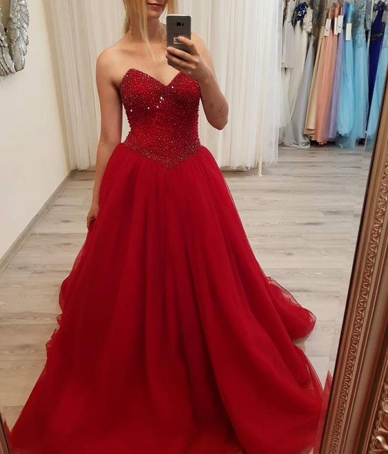 Red Ball Gown prom dress, Long Prom Dress, Prom dress cg13667