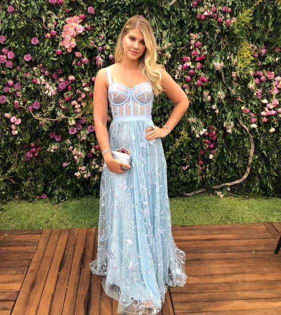 Chic Lace Prom Dress Cheap A Line Straps Prom Evening Dress cg13938
