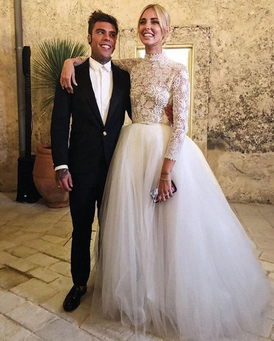 Boho Ball Gown Tulle High Neck Lace Prom Dress cg15175
