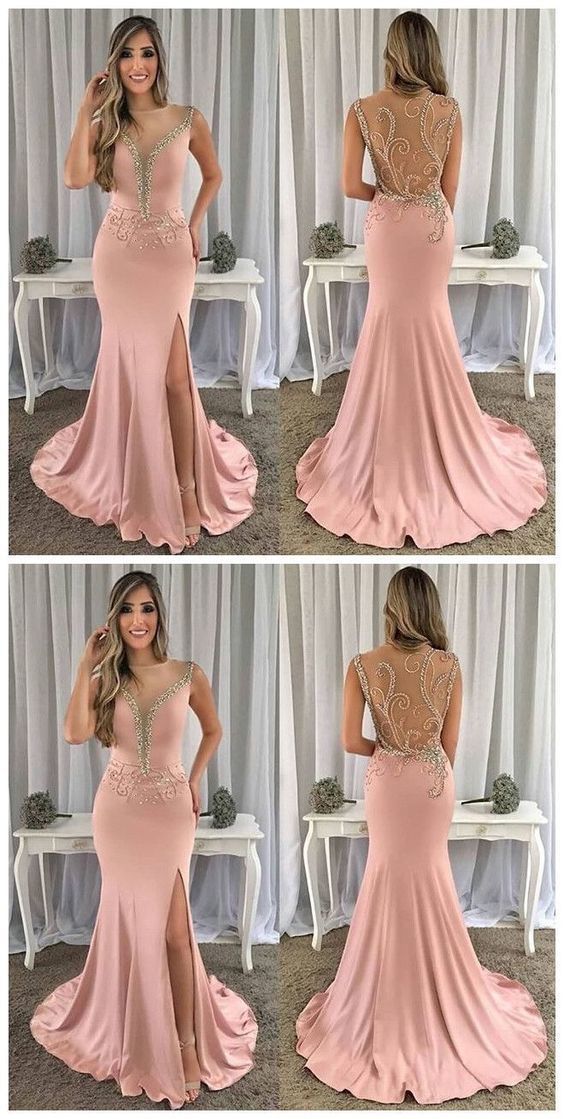 Simple Mermaid Pink Prom Dress, Charming Prom Dress cg15591