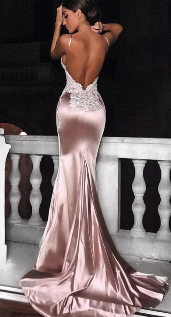 sexy backless pink mermaid prom dresses,simple long prom dresses cg17686