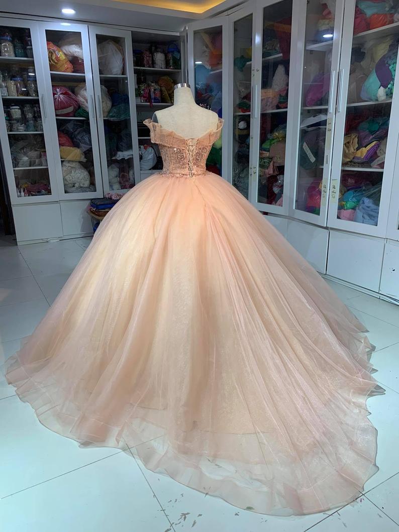 Off the Shoulder Wedding Dress Lace Beads Appliqued prom dress formal dress cg17713