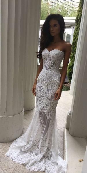affordable Lace Wedding Dress Mermaid Wedding Dress See Through Wedding Dress long prom Dress cg18138
