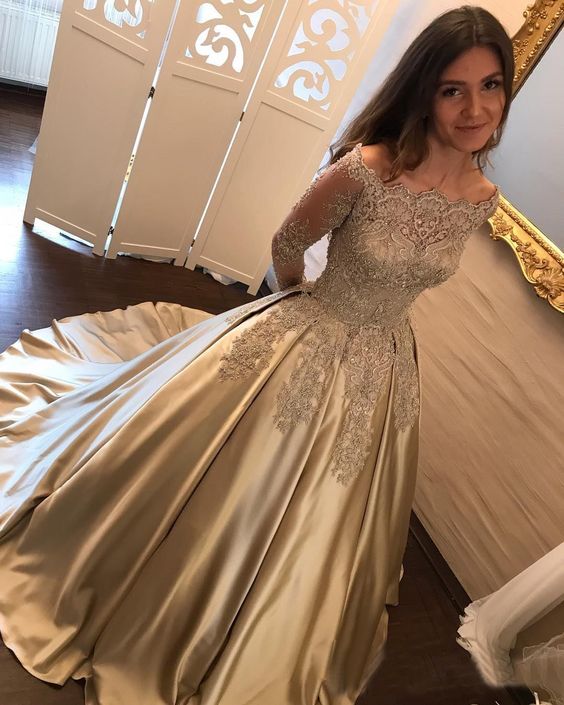 Ball Gown Off-the-Shoulder Satin Prom/Evening Dress cg1846