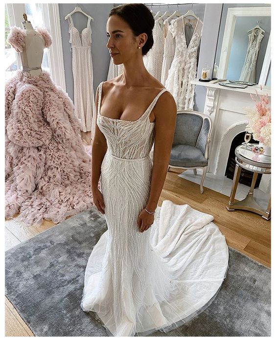 Mermaid Tulle Prom Dress long wedding dress cg18924