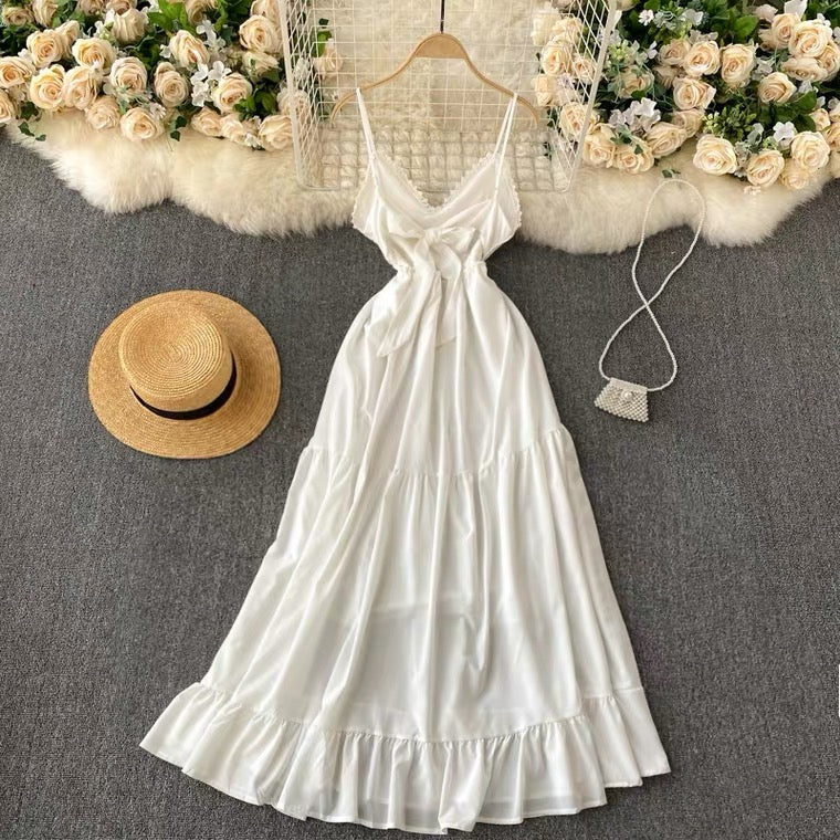 V-neck, sexy backless,resort style, halter dress Prom Dresses cg19157