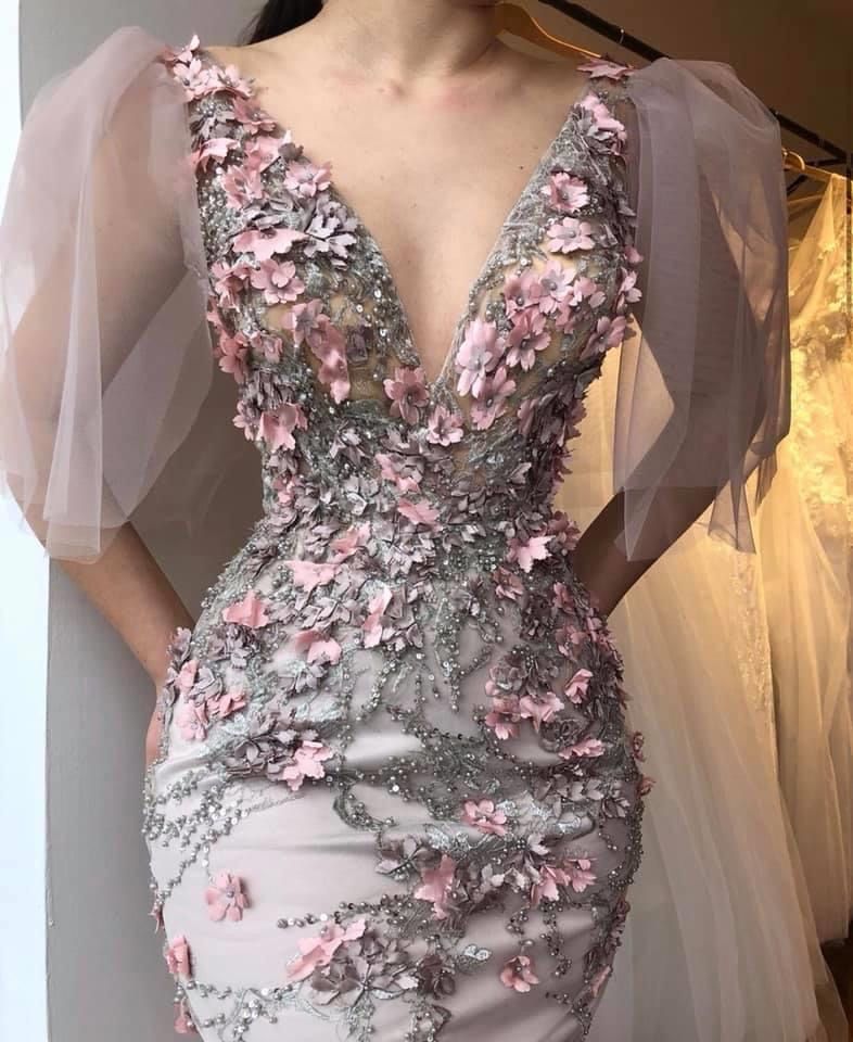 tulle long mermaid prom dress, evening dress cg19203
