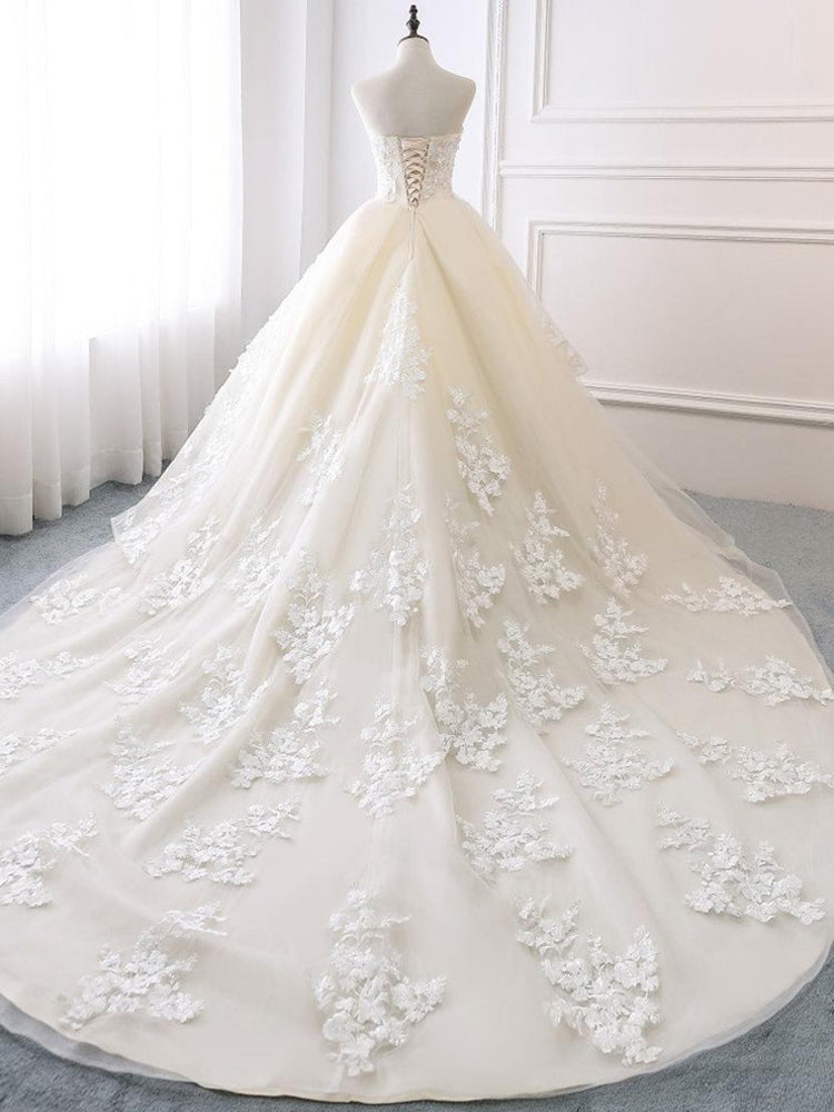 Wedding Dress Champagne Wedding Dress Unique Wedding Gown Lace Wedding Dress Princess Gown prom dress cg20283