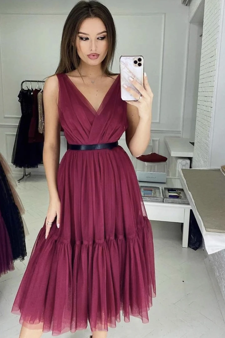 Cute A line tulle short prom dress evening dress cg20667