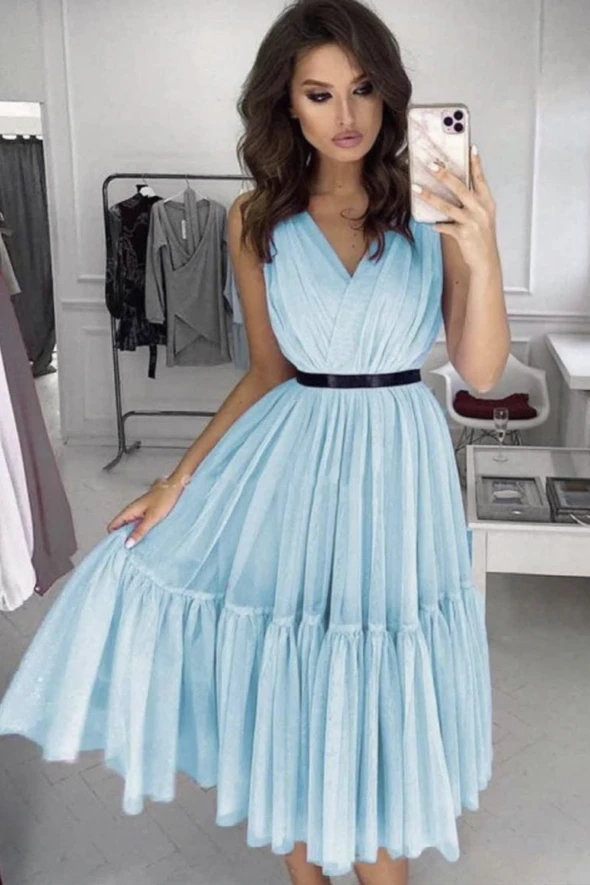 Cute A line tulle short prom dress evening dress cg20667