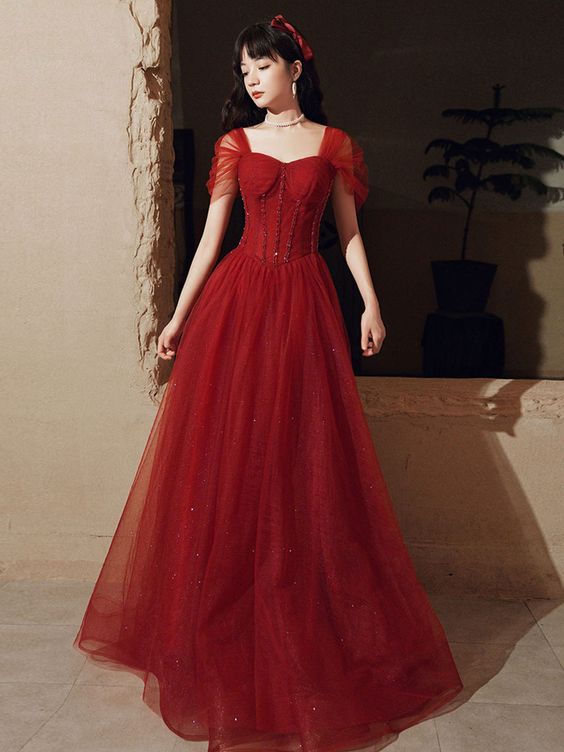 burgundy tulle off shoulder long prom dress burgundy formal dress cg20953